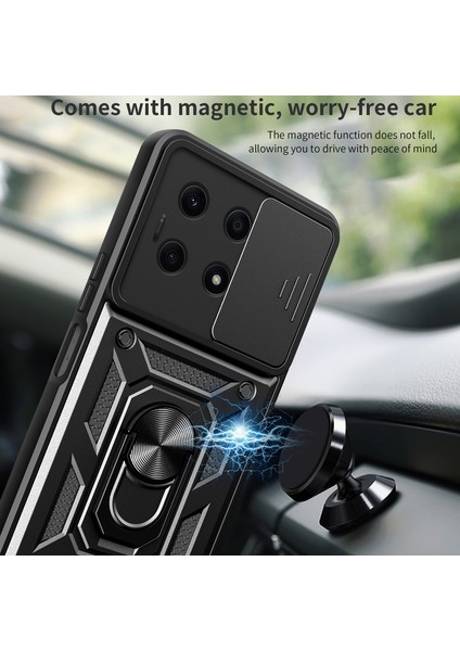 Honor X8A 4g Darbeye Dayanıklı Kickstand Pc + Tpu Telefon Kılıfı Sürgülü Lens Koruma Kapağı-Kırmızı (Yurt Dışından) fırsatları