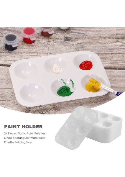 24 Parça Plastik Boya Paleti 6 Gözlü Dikdörtgen Suluboya Paleti Boyama Tepsisi, Beyaz (Yurt Dışından) indirimleri