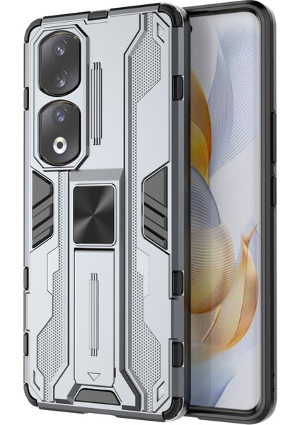 Honor 90 Pro Darbeye Dayanıklı Telefon Kılıfı Kickstand Sert Pc + Yumuşak Tpu Koruyucu Kılıf-Gri (Yurt Dışından)