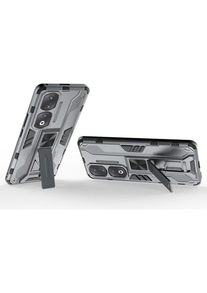 Honor 90 Pro Darbeye Dayanıklı Telefon Kılıfı Kickstand Sert Pc + Yumuşak Tpu Koruyucu Kılıf-Gri (Yurt Dışından) fiyatları
