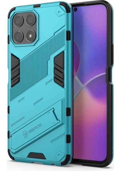 Honor X30I Düşmeye Karşı Destekli Ayak Fonksiyonlu Kombo Pc+Tpu Kılıf Çift Katmanlı Koruyucu Cep Telefonu Kabuğu-Bebek Mavisi (Yurt Dışından)