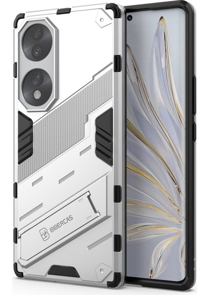 Honor 70 5g Tpu+Pc Şok Emici Kılıf Kickstand Telefon Kılıfı Koruyucu-Beyaz (Yurt Dışından)