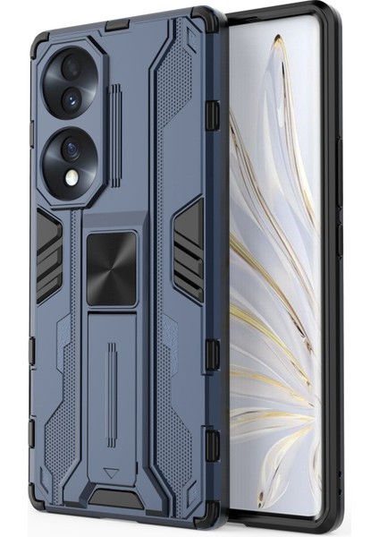Honor 70 5g Telefon Kılıfı Kickstand Sert Pc Yumuşak Tpu Çift Katmanlı Kaymaz Sağlam Koruyucu Kılıf-Mavi (Yurt Dışından)
