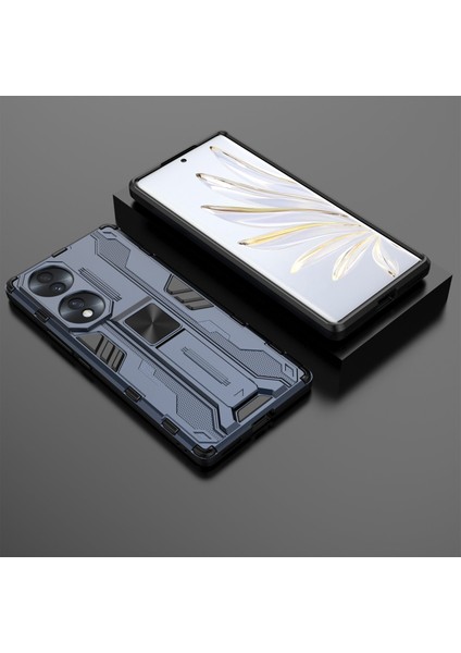Honor 70 5g Telefon Kılıfı Kickstand Sert Pc Yumuşak Tpu Çift Katmanlı Kaymaz Sağlam Koruyucu Kılıf-Mavi (Yurt Dışından) indirimleri