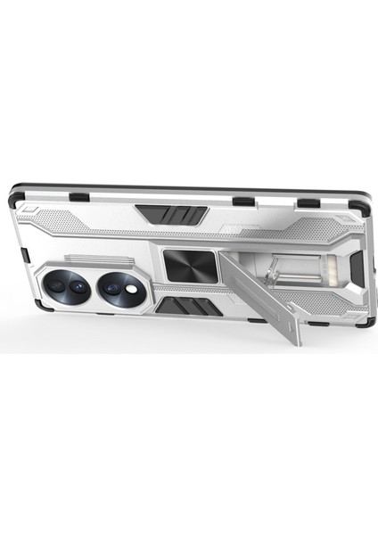 Honor 70 5g Telefon Kılıfı Kickstand Sert Pc Yumuşak Tpu Çift Katmanlı Kaymaz Sağlam Koruyucu Kılıf-Gümüş (Yurt Dışından) modelleri