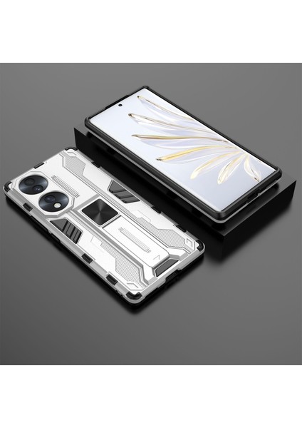 Honor 70 5g Telefon Kılıfı Kickstand Sert Pc Yumuşak Tpu Çift Katmanlı Kaymaz Sağlam Koruyucu Kılıf-Gümüş (Yurt Dışından) indirimleri