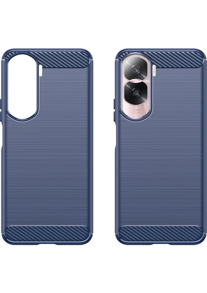 Honor 90 Lite 5G/X50I 5g Için Esnek Tpu Karbon Fiber Telefon Kılıfı, Kaymaz Fırçalanmış Yüzey Arka Kapak-Mavi (Yurt Dışından) modelleri