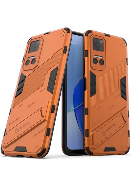 Honor PLAY6T 5g Pc+Tpu Kılıf Cep Telefonu Koruyucu Kickstand Ile-Turuncu (Yurt Dışından)