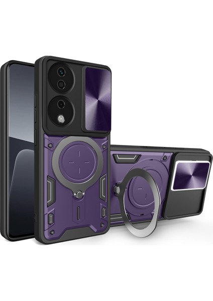 Honor X7B 4g/90 Akıllı Kılıf Tpu+Pc Destekli Askeri Sınıf Darbeye Dayanıklı Telefon Kılıfı-Mor (Yurt Dışından)