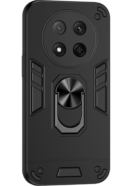 Honor X9C 5g Kılıf Pc+Tpu Drop Defend Telefon Kılıfı Halkalı Ayaklıklı-Siyah (Yurt Dışından)