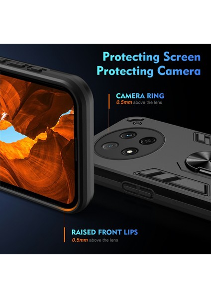 Honor X9C 5g Kılıf Pc+Tpu Drop Defend Telefon Kılıfı Halkalı Ayaklıklı-Siyah (Yurt Dışından) fırsatları
