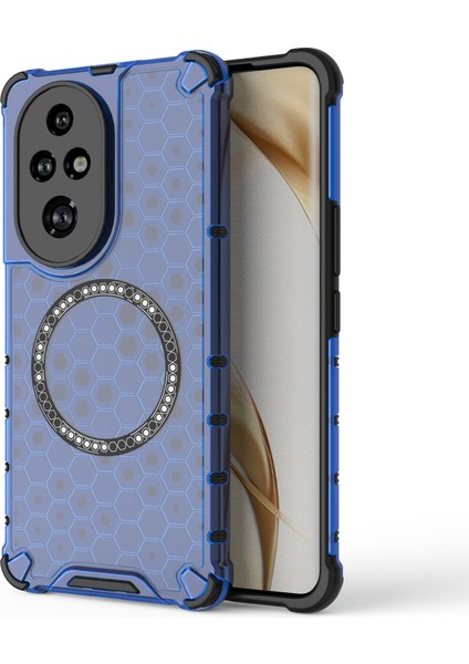 Honor 200 Pro 5g Kılıf Honeycomb Tpu+Pc Cep Telefonu Kılıfı Magsafe-Blue ile Uyumlu (Yurt Dışından)