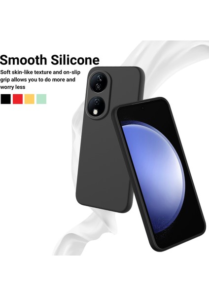 Honor Play 50 Plus 5G/X7B 4g/90 Akıllı Sıvı Silikon Kılıf Kayışlı Çizilmez Kapak-Siyah (Yurt Dışından) modelleri