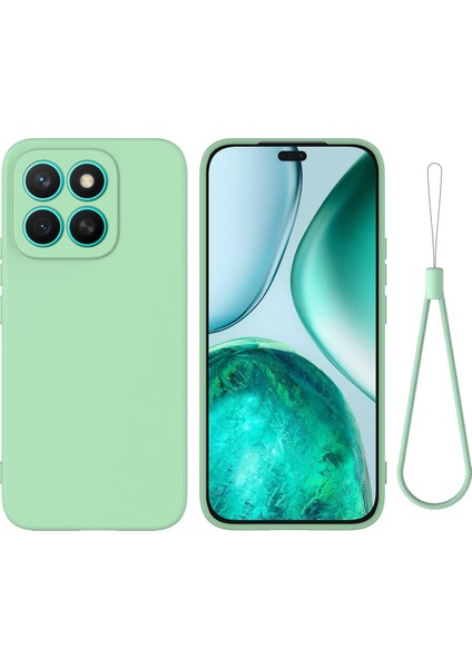 Honor X8C 4g Sıvı Silikon Kılıf Telefon Arka Kapağı El Kayışı Ile-Yeşil (Yurt Dışından)