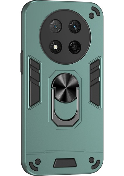 Honor X9C 5g Kılıf Pc+Tpu Drop Defend Telefon Kılıfı Yüzüklü Ayaklık-Yeşil (Yurt Dışından)