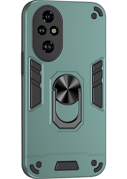 Honor 200 Pro 5g Kılıf Pc+Tpu Drop Defend Telefon Kılıfı Yüzüklü Ayaklık-Yeşil (Yurt Dışından)