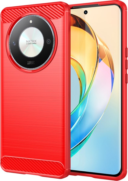 Honor X50/X9B 5g/magic6 Lite 5g Kılıf Tpu Karbon Fiber Doku Çizilmeye Dayanıklı Telefon Kılıfı-Kırmızı (Yurt Dışından)