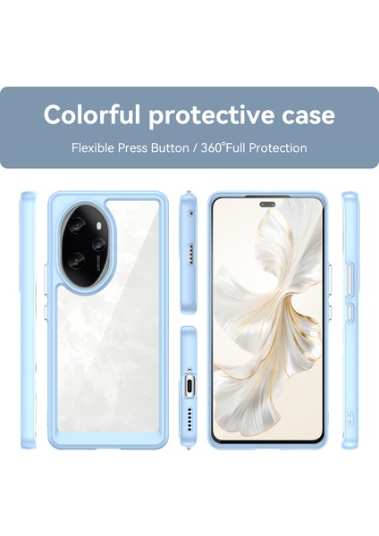 Honor 100 Pro 5g Kılıf Renkli Çerçeve Tpu+Akrilik Telefon Kılıfı-Mavi (Yurt Dışından) fiyatları