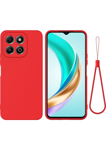 Honor X6B 4g Kılıf Düşmeye Karşı Dayanıklı Sıvı Silikon Telefon Kılıfı Askılı-Kırmızı (Yurt Dışından)