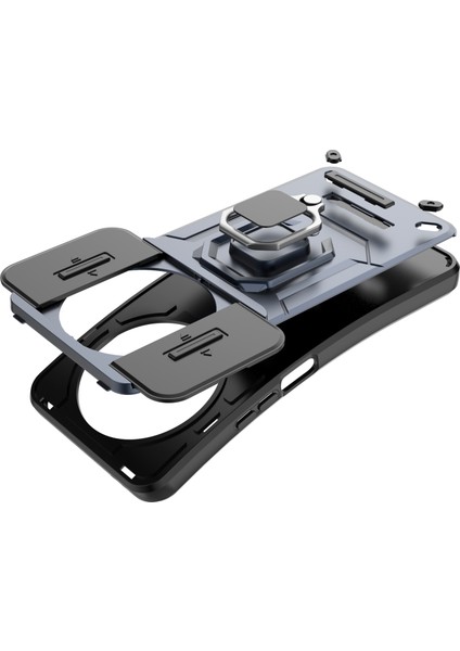 Honor X60 5g Kılıf Pc+Tpu Kickstand Telefon Koruyucu Lens Kapağı Ile-Gri (Yurt Dışından) modelleri