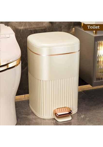 Banyo Için 10L Lüks Pedal Çöp Kutusu, Büyük Kapasiteli Su Geçirmez Mutfak Geri Dönüşüm Kutusu -Tip Kapaklı (Yurt Dışından) modelleri