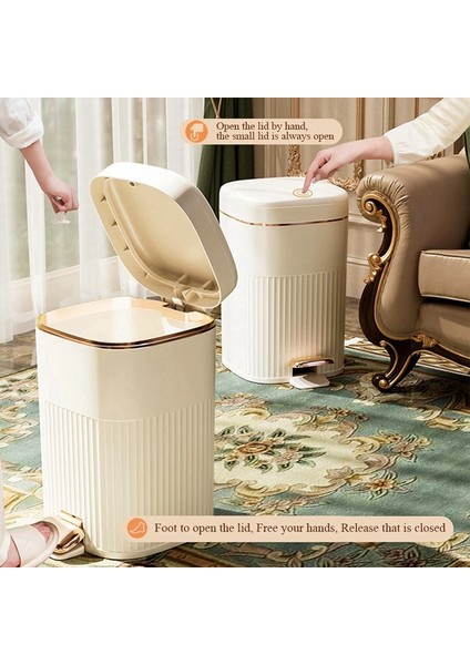 Banyo Için 10L Lüks Pedal Çöp Kutusu, Büyük Kapasiteli Su Geçirmez Mutfak Geri Dönüşüm Kutusu -Tip Kapaklı (Yurt Dışından) fırsatları