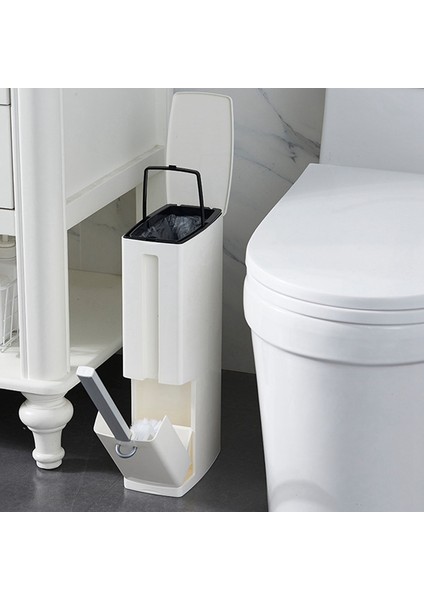 Banyo Çöp Kutusu, Tuvalet Fırçası Seti, Küçük Çöp Kutusu, Kapaklı Ultra Ince Plastik Çöp Kutusu Beyaz (Yurt Dışından) fiyatları
