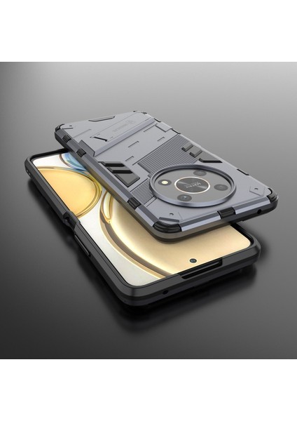 Honor X9 4G/5G/X30 5g Düşmeye Dayanıklı Hibrit Tpu+Pc Kılıfı Kickstand Koruyucu Telefon Arka Kapağı-Gri (Yurt Dışından) fırsatları