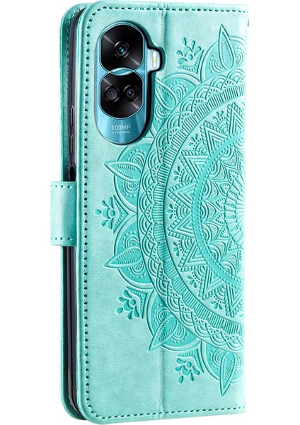 Honor 90 Lite 5G/X50I 5g Deri Cüzdan Telefon Kılıfı Mandala Çiçek Baskılı Stand Kılıf Askılı-Yeşil (Yurt Dışından) indirimleri