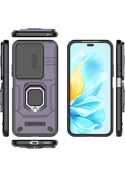 Honor 200 Lite Kılıf Lens Kapağı Ayaklı Pc+Tpu Telefon Kabuğu-Mor (Yurt Dışından) fırsatları