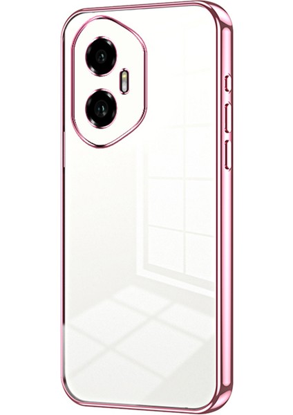 Honor 300 Kılıf Galvanik Çerçeve Yumuşak Tpu Telefon Kılıfı-Pembe (Yurt Dışından)