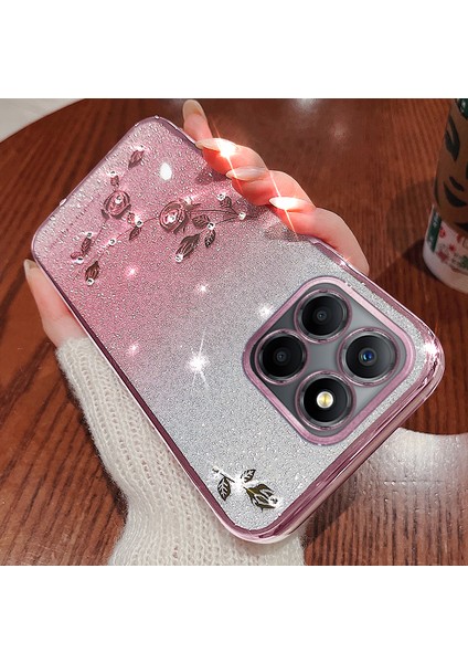 Kadem For Honor X8 5g/x6 4g/70 Lite 5g Rhinestone Çiçek Telefon Kılıfı Parıltılı Degrade Tpu Kapak-Gül Altın (Yurt Dışından) fiyatları