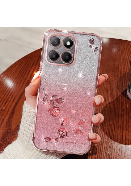 Kadem For Honor X8 5g/x6 4g/70 Lite 5g Rhinestone Çiçek Telefon Kılıfı Parıltılı Degrade Tpu Kapak-Gül Altın (Yurt Dışından) indirimleri