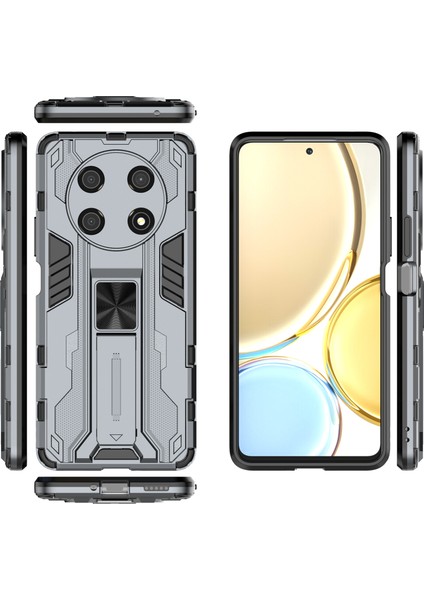 Honor X30/X9 5g/magic 4 Lite 5g Darbeye Dayanıklı Yumuşak Tpu Sert Pc Cep Telefonu Kılıfı Kickstand Ile-Gri (Yurt Dışından) fırsatları
