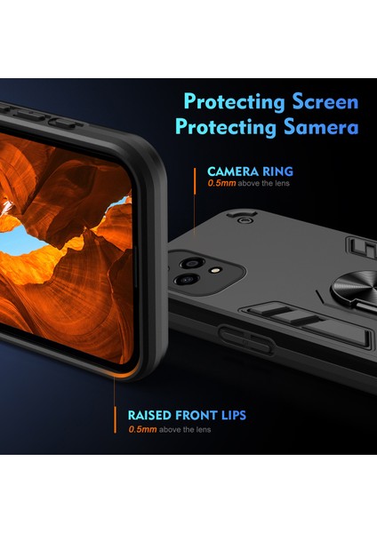 Honor 200 Lite Kılıf Pc+Tpu Düşme Korumalı Telefon Kılıfı Halkalı Ayaklıklı-Siyah (Yurt Dışından) fırsatları