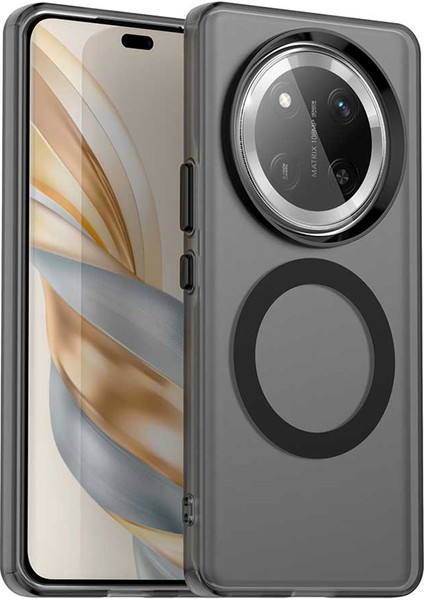 Honor X60 Pro 5g Kılıfı Magsafe Pc+Tpu+Pet Düşmeye Karşı Telefon Kılıfı ile Uyumlu-Siyah (Yurt Dışından)