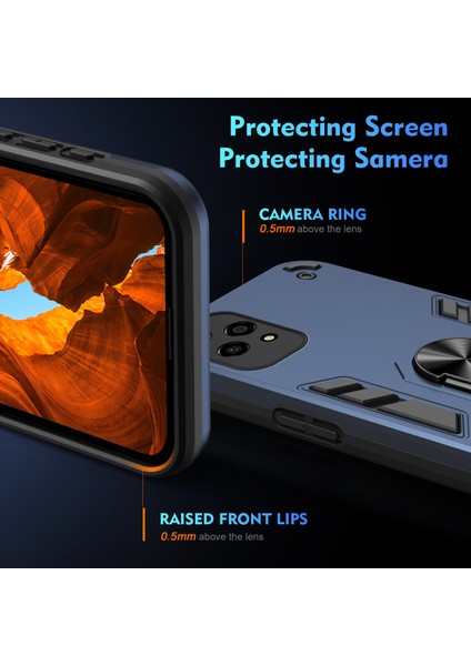 Honor 200 Lite Kılıf Pc+Tpu Düşme Korumalı Telefon Kılıfı Halkalı Ayaklık-Mavi (Yurt Dışından) fırsatları