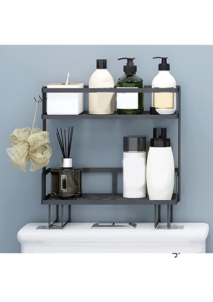 Banyo Aksesuarları, Banyo Düzenleyicileri ve Depolama, Tuvalet Üstü 2 Katlı Depolama, Siyah (Yurt Dışından) fiyatları