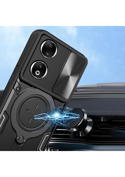 Honor 90 Kapak Tpu+Pc Telefon Koruyucu Kabuk Kayar Kamera Kapağı Ayaklı Telefon Kılıfı-Siyah (Yurt Dışından) indirimleri