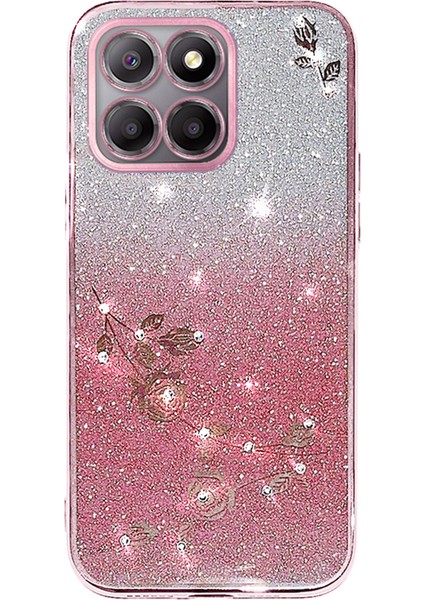 Kadem For Honor X6B 4g Kılıf Çiçek Tpu Esnek Degrade Telefon Kılıfı-Gül Altın (Yurt Dışından)