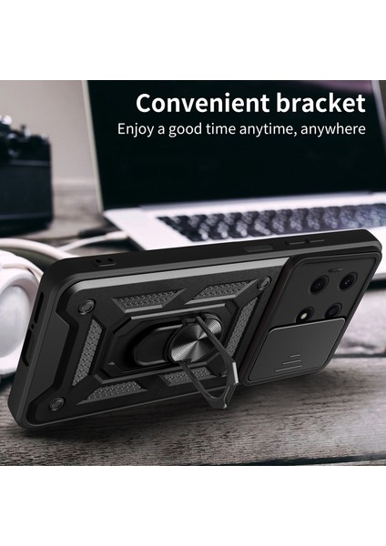 Honor X8A 4g Darbeye Dayanıklı Kickstand Pc + Tpu Telefon Kılıfı Sürgülü Lens Koruma Kılıfı-Gül Altını (Yurt Dışından) fiyatları