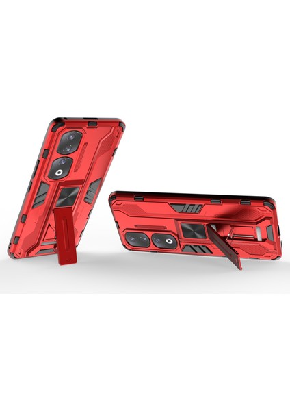 Honor 90 Pro Darbeye Dayanıklı Telefon Kılıfı Kickstand Sert Pc + Yumuşak Tpu Koruyucu Kılıf-Kırmızı (Yurt Dışından) fiyatları
