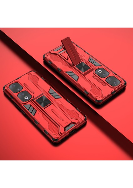 Honor 90 Pro Darbeye Dayanıklı Telefon Kılıfı Kickstand Sert Pc + Yumuşak Tpu Koruyucu Kılıf-Kırmızı (Yurt Dışından) fırsatları