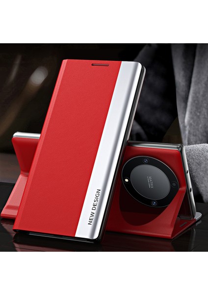 Honor X9A 5g/magic5 Lite 5g Elektrokaplama Pu Deri Flip Stand Telefon Kılıfı Telefon Kılıfı-Kırmızı (Yurt Dışından) indirimleri