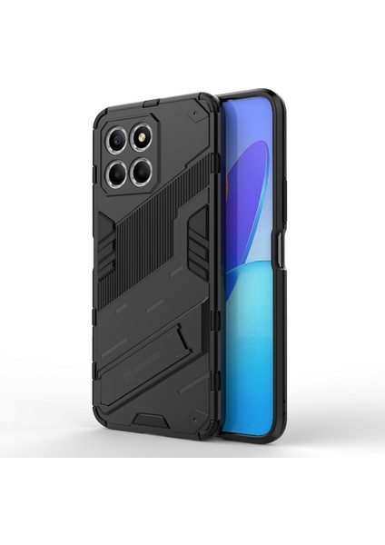 Honor X8 5g Için Kickstand Telefon Kılıfı, Sert Pc + Yumuşak Tpu Düşmeye Karşı Hibrit Koruyucu Kılıf-Siyah (Yurt Dışından)