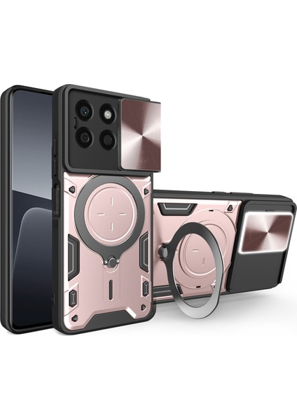 Honor X8B 4g Kılıf Tpu+Pc Halka Ayaklı Telefon Kılıfı Destekli Manyetik Araç Tutucu-Pembe (Yurt Dışından)