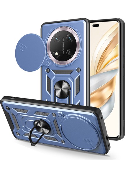 Honor X60 Pro 5g/magic7 Lite 5G/X9C 5g Kılıfı Kayar Kamera Kapağı Pc+Tpu Destekli Telefon Kılıfı-Mavi (Yurt Dışından)