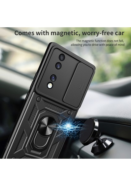 Honor 70 5g Telefon Kickstand Kılıfı Sürgülü Kamera Lens Koruma Pc+Tpu Kapak-Gümüş (Yurt Dışından) fırsatları