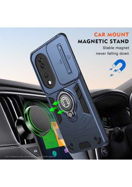 Honor X7B 4g/90 Akıllı Kılıf Lens Kalkanı Ayaklık Pc+Tpu Telefon Kılıfı-Mavi (Yurt Dışından) indirimleri