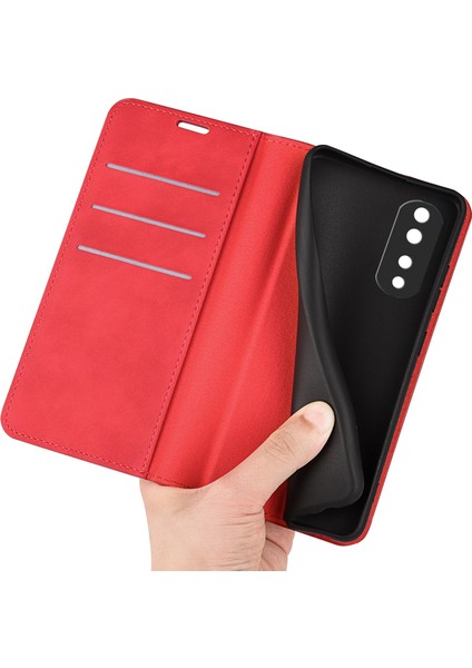 Honor 70 Pro 5g Pu Deri Cüzdan Kılıf Flip Folio Stand Manyetik Emilim Cilt Koruma Dokunma Hissi Tam Koruma Kılıf-Kırmızı (Yurt Dışından) fırsatları